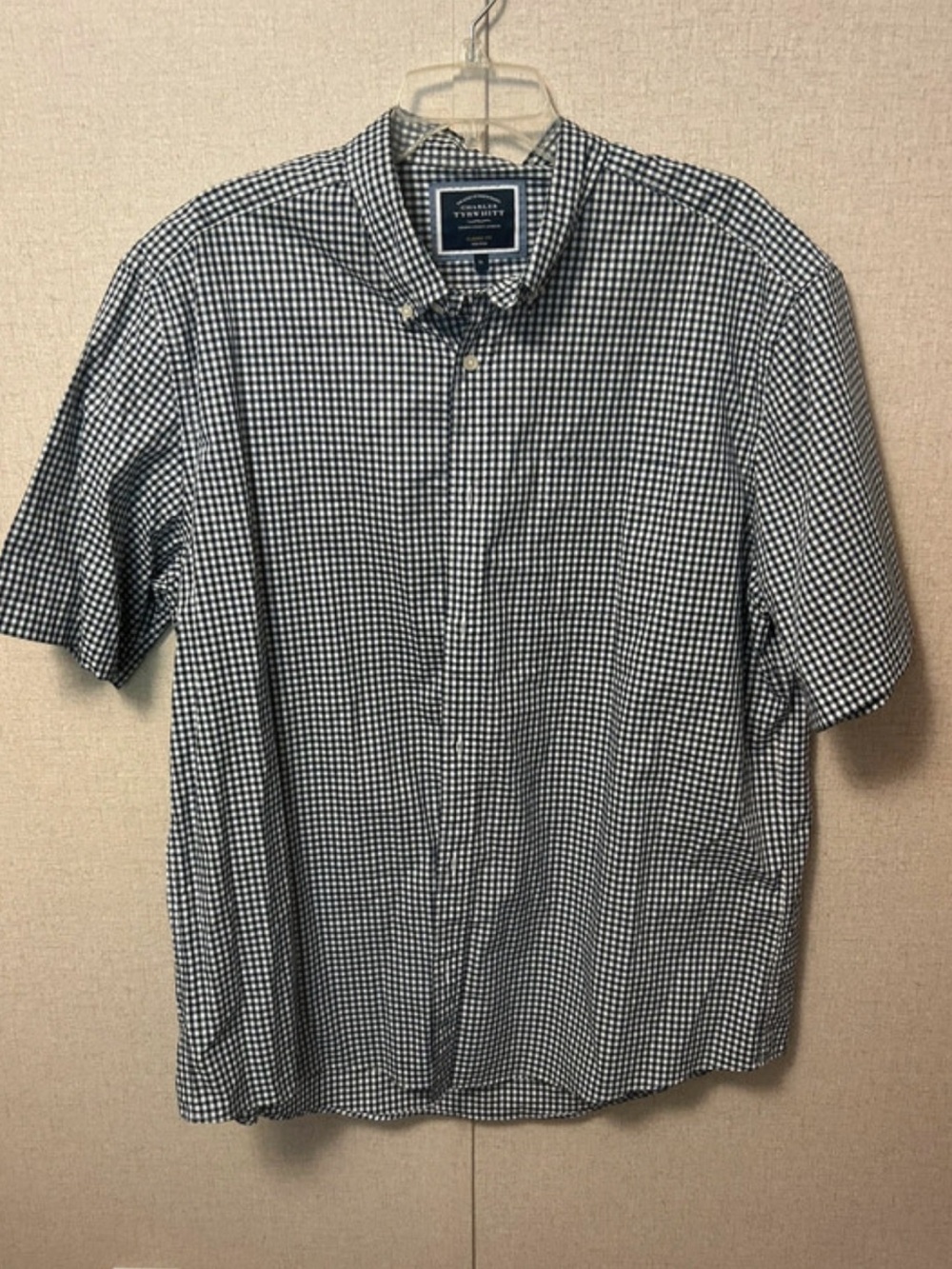 Thomas Dean Short-Sleeve Gingham Button-Down Shirt - Navy & White